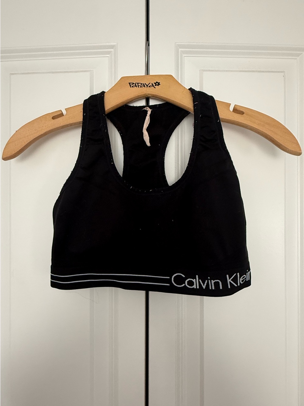Calvin Klein Black & White Logo-Trim Racerback Sports Bra